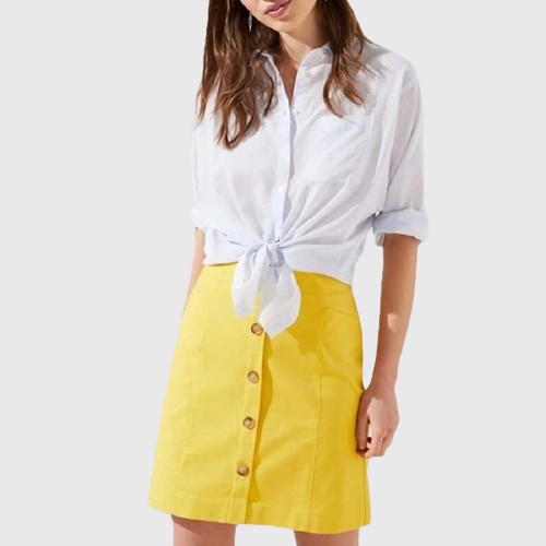 LOFT Rok ButtonSkirt Butter