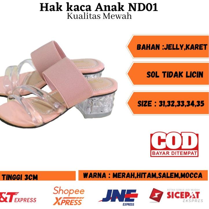 HIGH QUALITY Sandal Heels Anak Perempuan Kaca Jelly Untuk Anak Usia 3-10 Tahun い