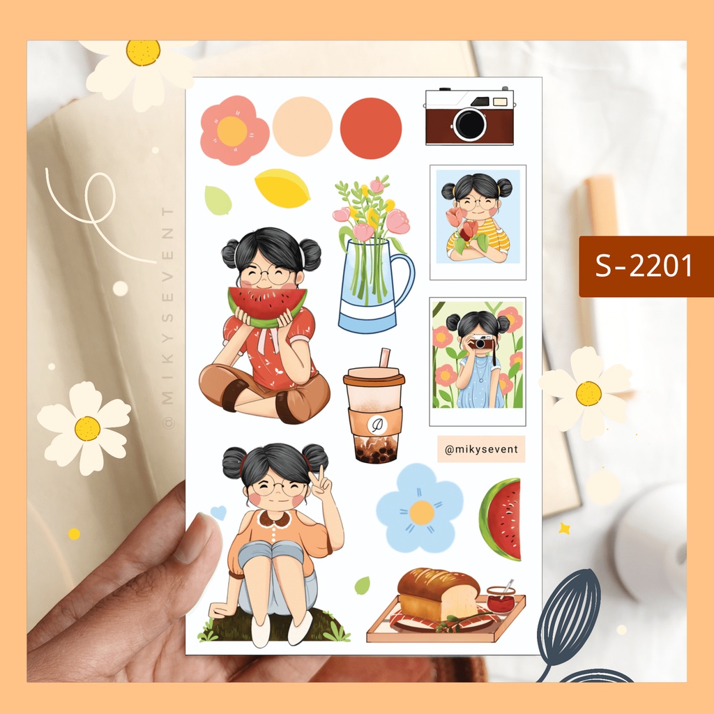 

(S-2201) Hey Girl Illustration Sticker Sheet for Journaling and Decor