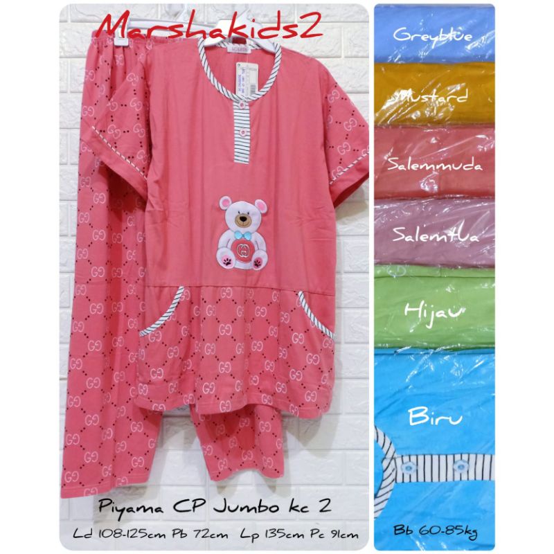 Piyama wanita cp jumbo dewasa kancing 2 lorita by Sofie baju tidur bigsize