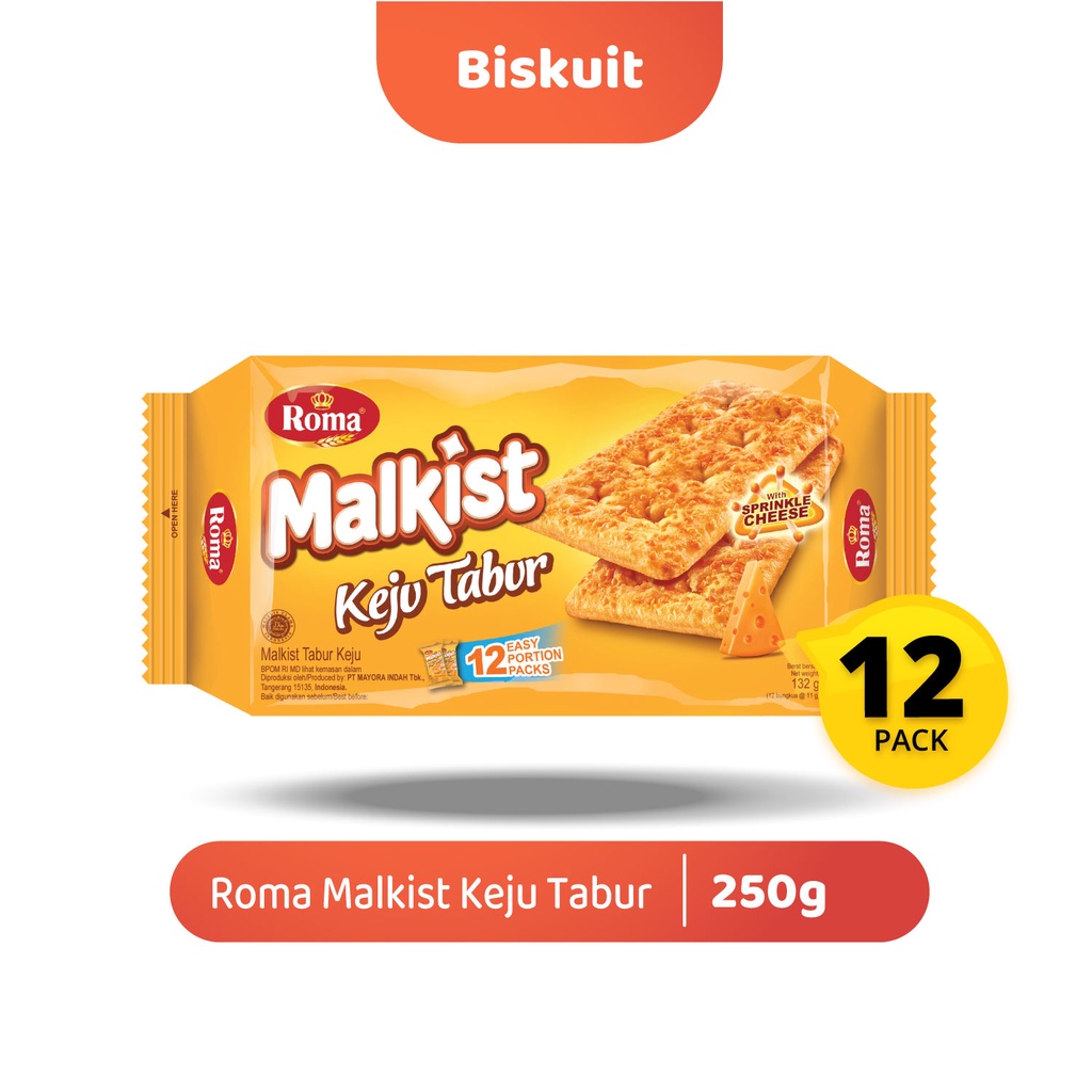 Roma Malkist Keju Tabur 132gr -  isi 12 Sachets @11gr