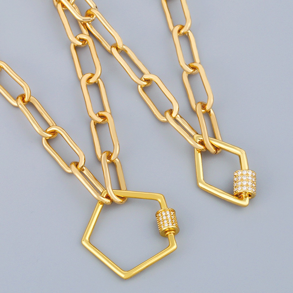 Hu Hu Hu Hu Hu Alat Bantu Pasang Kacamata♡ Kalung Rantai Dengan Liontin Geometris Aksen Berlian Imitasi Untuk Wanita