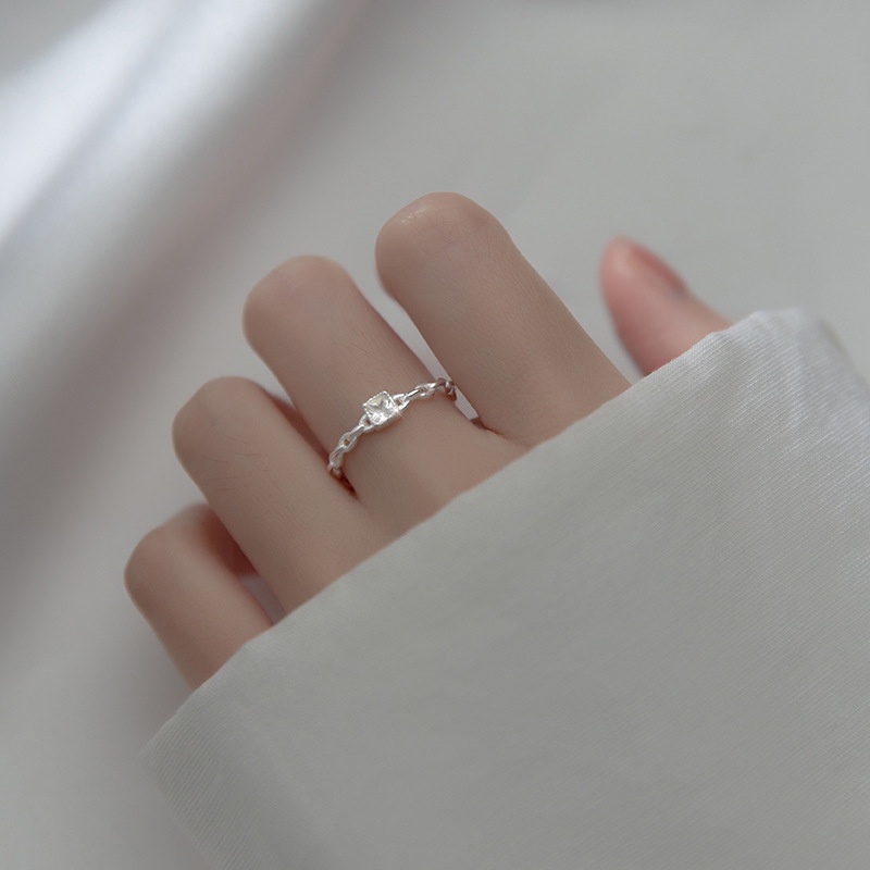 925 Perak Persegi Berlian Cincin Disesuaikan Kristal Zirkon Cincin Sederhana Wanita Manis Aksesoris Hadiah