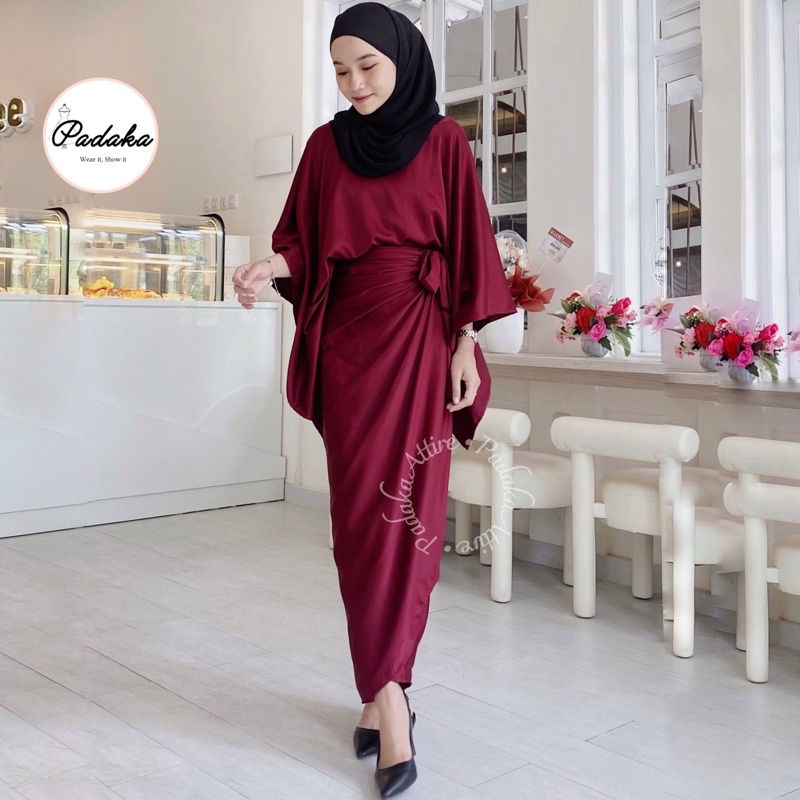 SET DRESS ALEENA - Padaka Attire - (blouse + rok lilit) Baju pesta kondangan