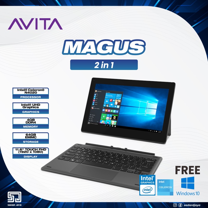 AVITA Magus 2-in-1 Laptop - Celeron® N4020, 4GB, 64GB eMMC, 11.6″HD