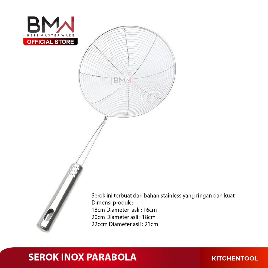 BMW Kitchen Ware - Saringan / Serok Inox Masakan Kerupuk Stainless Steel parabola