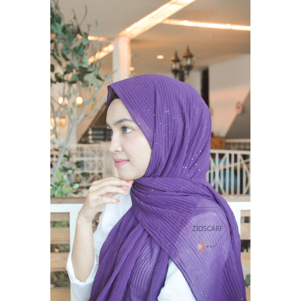 [BAYAR DITEMPAT] PASHMINA IMPORT MALAYSIA/pashmina kerudung murah/PLISKET GLITTER GOLD A33  Zioscarf