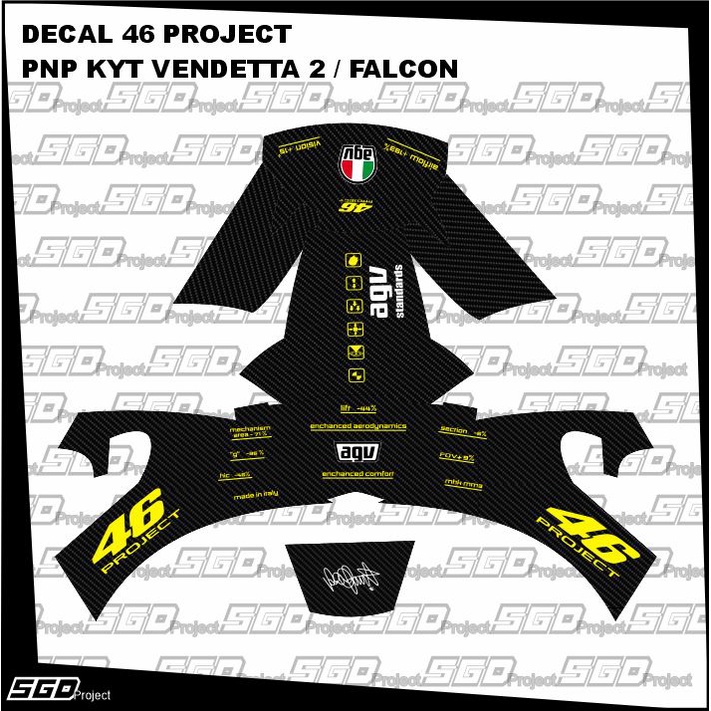 Stiker Decal Helm Motif 46 Project PNP KYT Vendetta 2 / Falcon / Falcon 2