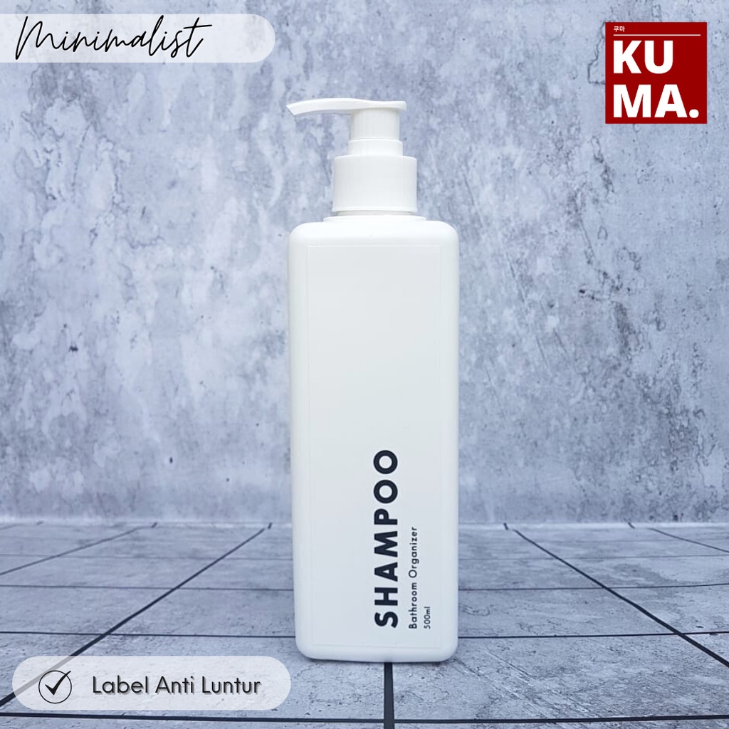 Minimalist Bottle Pump 500ml Refilable Botol Sabun Shampoo Sabun Mandi Botol Pump Kotak 500ml Putih HDPE