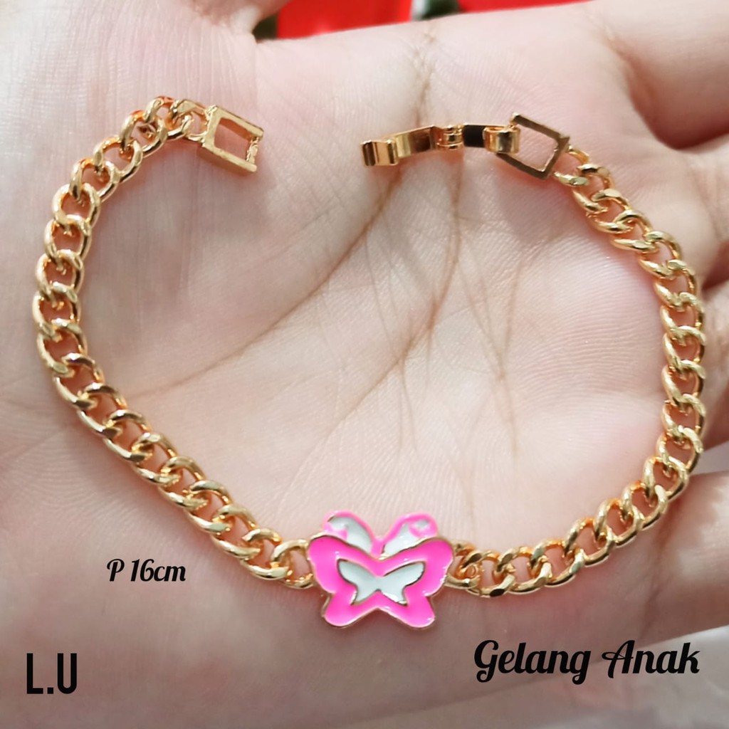 Gelang Anak TITANIUM Rantai Karakter Berbagai motif perhiasan Anak Gold dan Silver limited edition (COD)