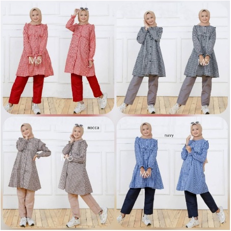 BAJU ANAK PEREMPUAN/SETELAN ANAK PEREMPUAN/MODEL TERBARU/SETELAN COMBI KOTAK UMUR 7-10 TAHUN