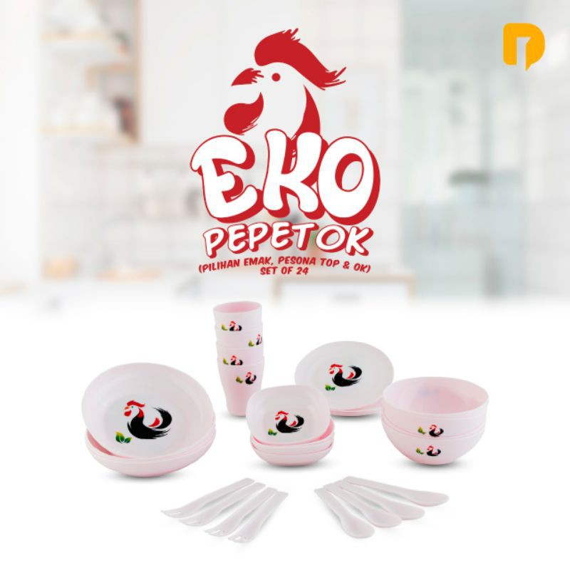Dinner Set tempat saji lucu gambar ayam jago kukuruyuk