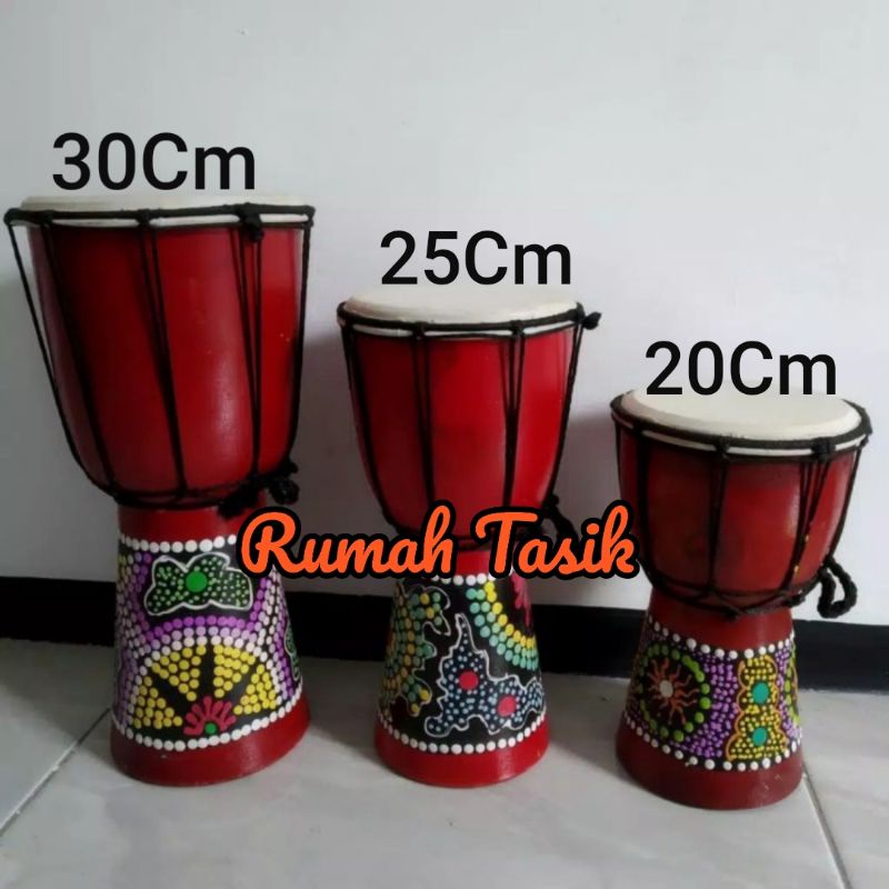 Jimbe Mini / Gendang Mini  Ukuran 30cm / Alat Musik Tradisional Motif Batik