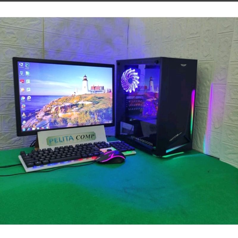 pc rakitan ryzen 3 3200g hdd 1tb  led 24in fulset samsung curved