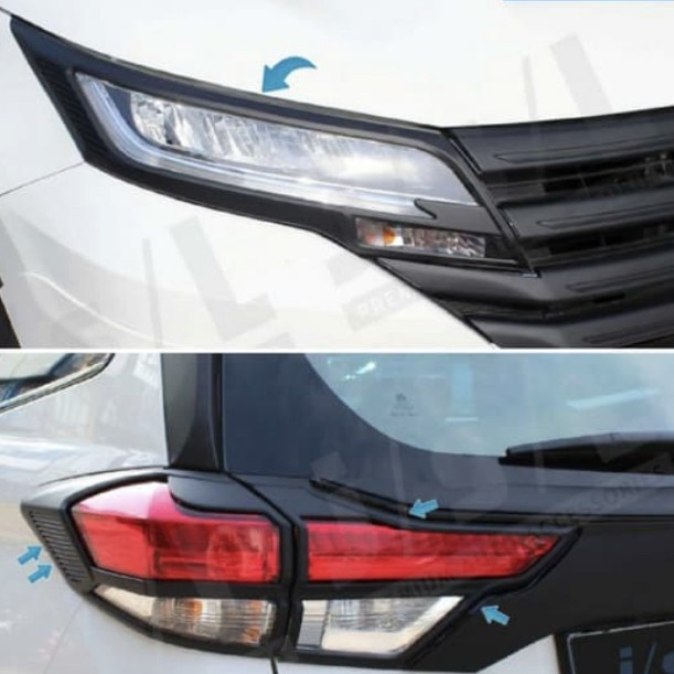 Garnis depan belakang all new rush terios 2018 hitam doff head lamp tail lamp