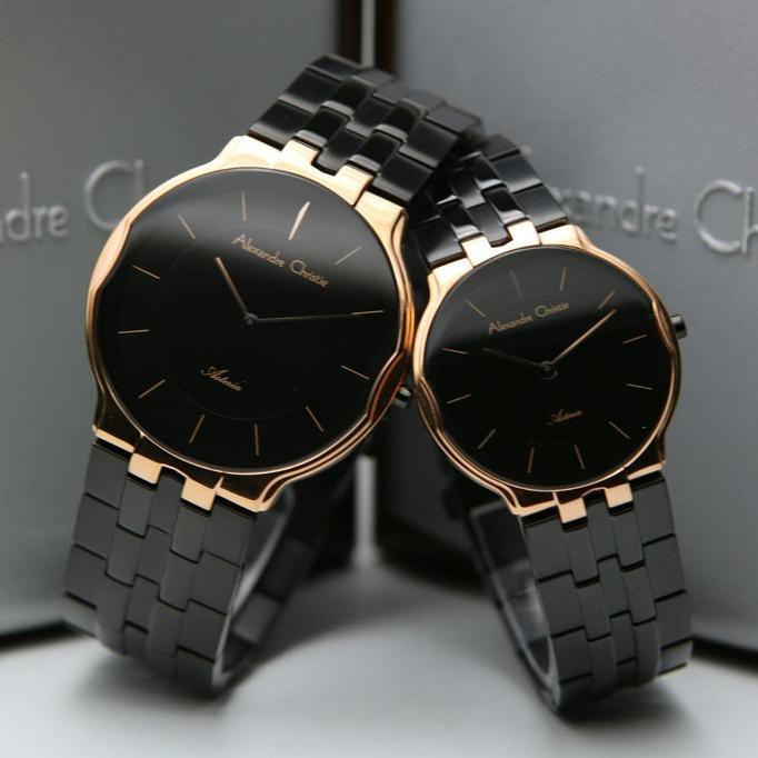 Jam Tangan Couple Alexander Cristie Ac8616 Rosegold Black Original Andini.Marketplace