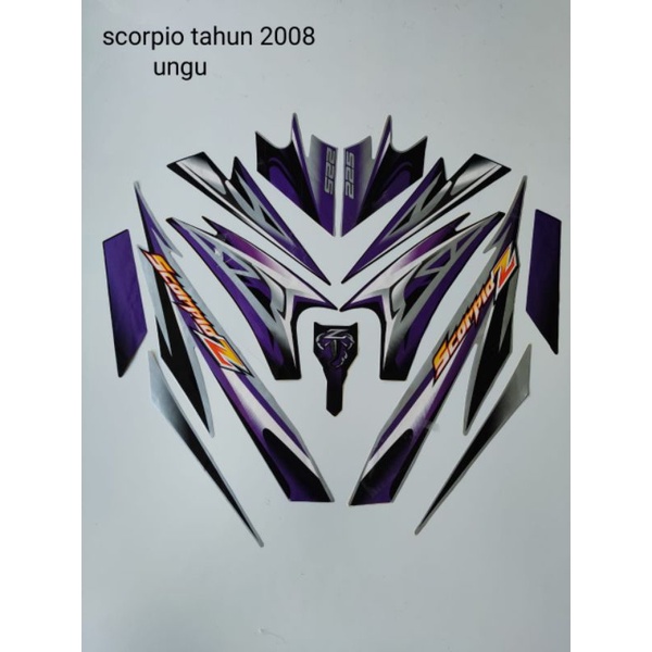 striping motor Scorpio tahun 2008 warna ungu