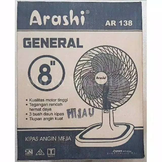 ARASHI kipas Angin Desk Fan/ Kipas Angin Meja 8Inch Swing General Fan AR138 25Watt