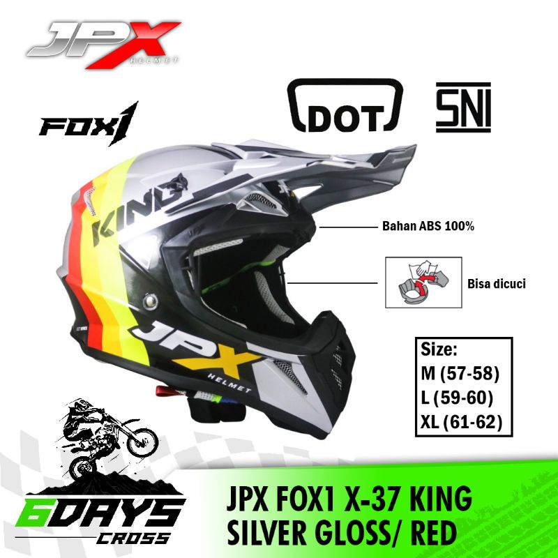 HELM JPX FOX1 X-37 KING SILVER GLOSS RED