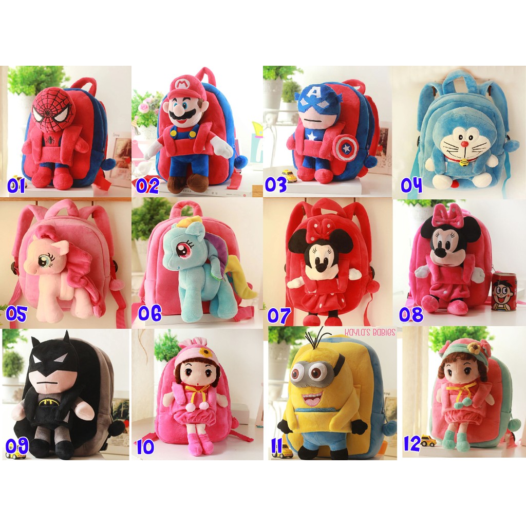  Tas  Sekolah Tas  Boneka  Backpack Anak  Karakter  3D Premium 