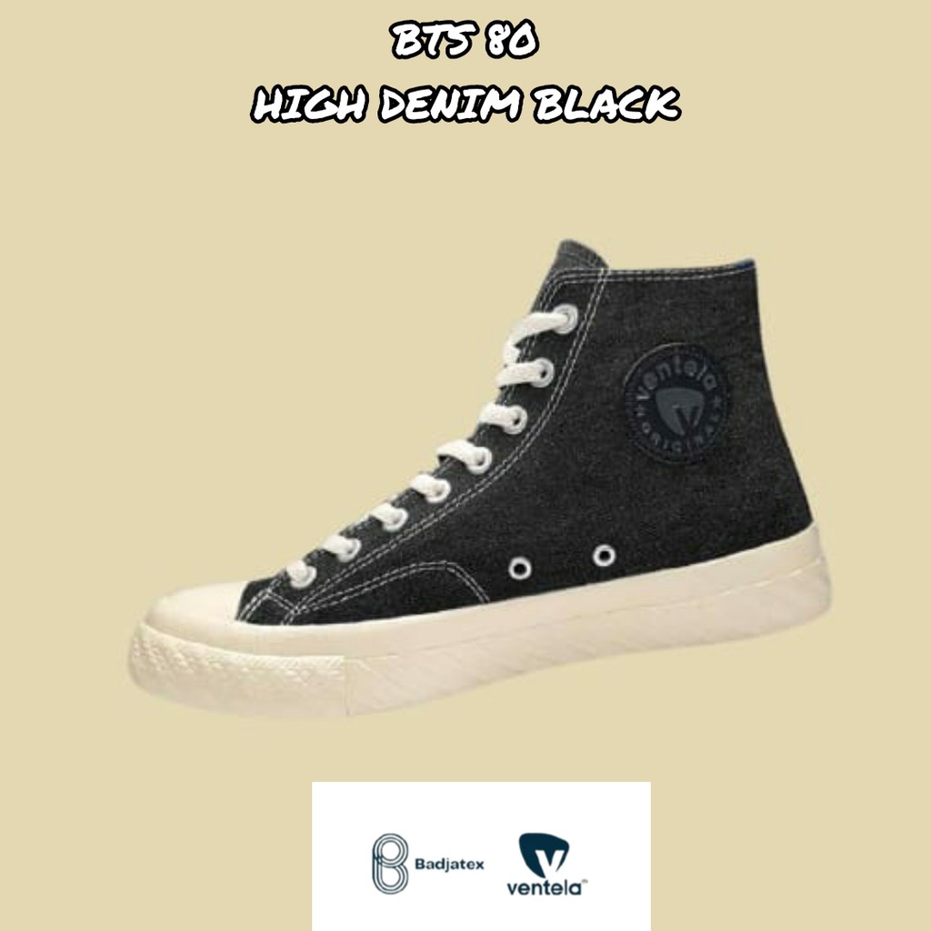 SEPATU SNEAKERS VENTELA x BADJATEX BTS 80 HIGH SERIES DENIM BLACK | BISA COD