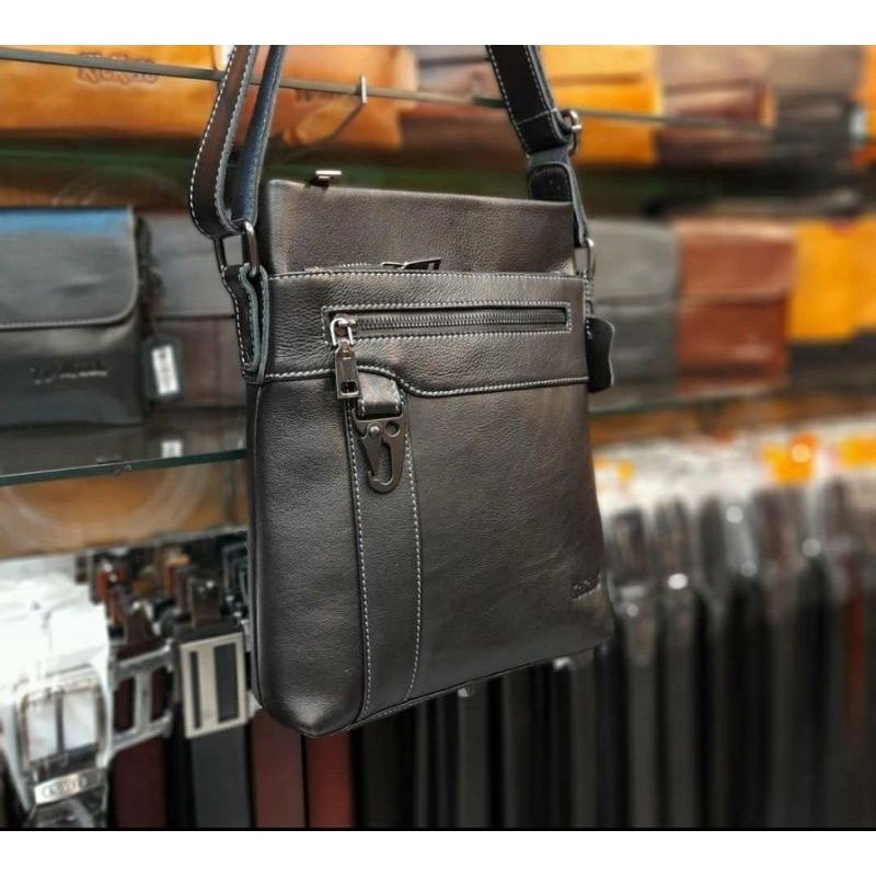 TAS SLEMPANG PRIA KULIT SAPI NATURAL HUSH PUPPIES HS-301 ORIGINAL