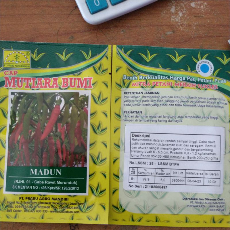 Benih cabai rawit putih merunduk  JAYA, MAHKOTA, MADUN 10GR