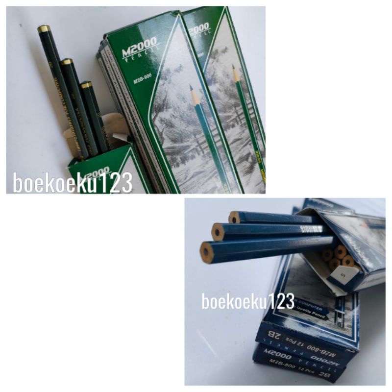 

3 PCS M2000 PENCIL / PENSIL 2B HIJAU / BIRU