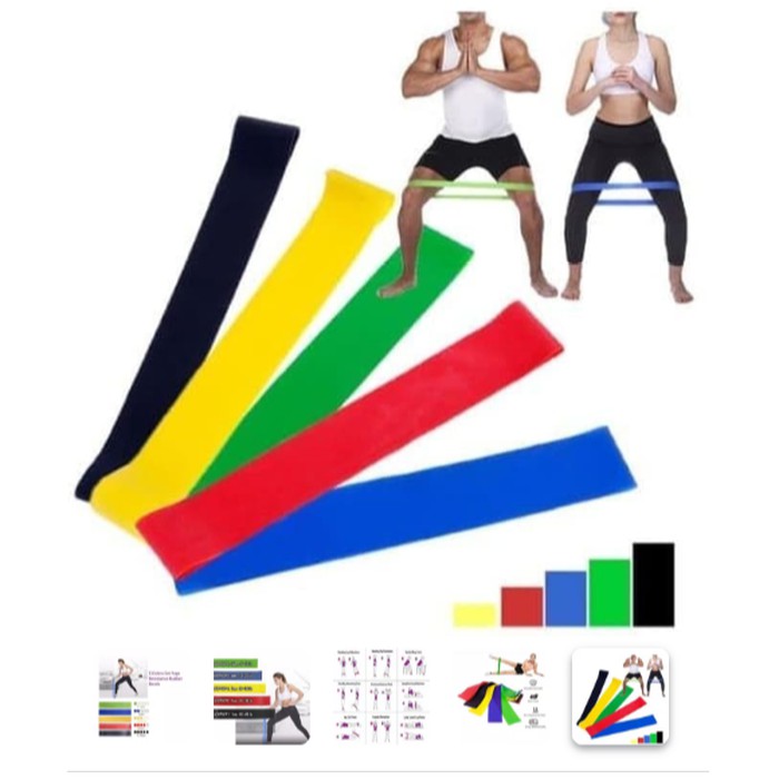 SET Five Colors Yoga Resistance Rubber Bands Fitness Pilates Yoga gym