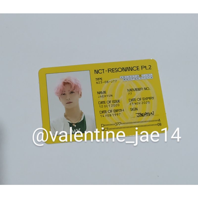PC ID Card Jaehyun NCT Resonance Jaehyun 2020 Photocard Jaehyun Official