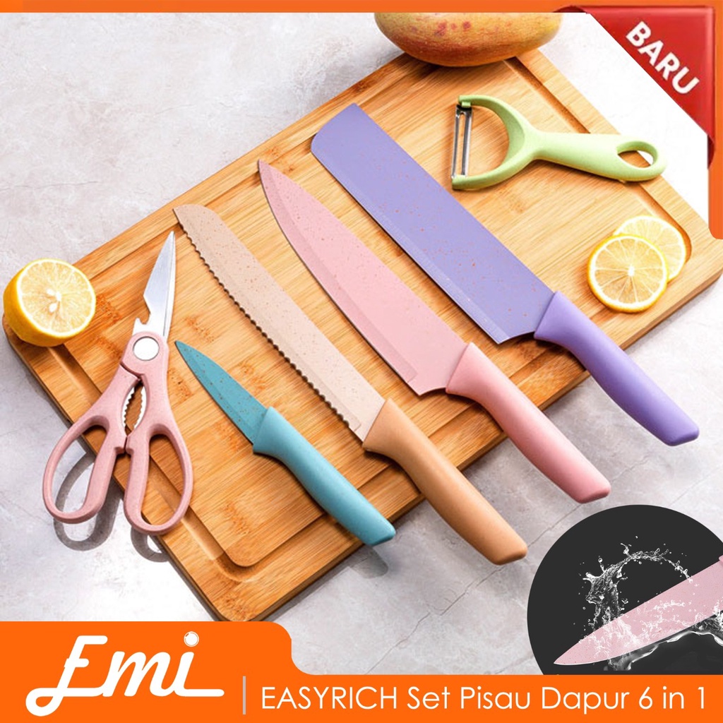 EASYRICH Set Pisau Dapur 6 in 1 Gunting Peeler Pengupas Buah - ER-0278