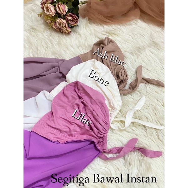 Hijab Segitiga Instan Bawal 1 layer plus inner /Segi3 /Segiempat instan inner/Ceruty baby doll