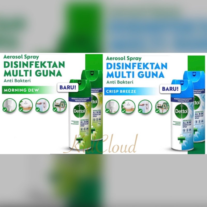 DETTOL disinfectant aerosol spray 450 ml 225 ml morning drew / desinfektan disinfektan semprot