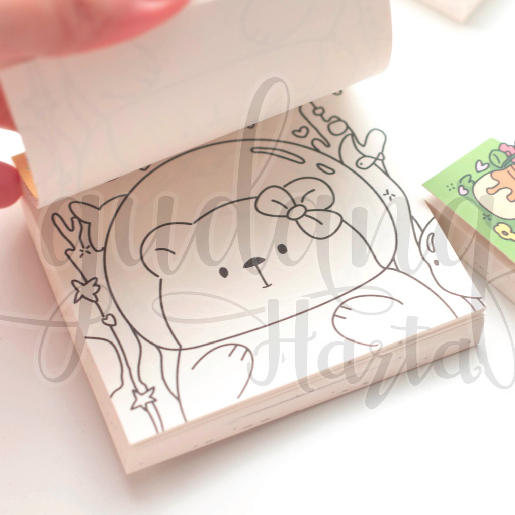 Memo Color It Yourself Memopad Bear Rabbit Notes Lucu Unik DIY Scrapbook GH 301335