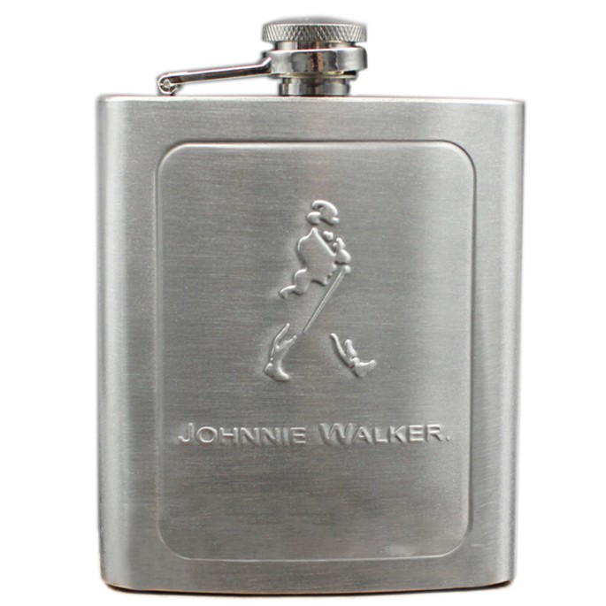 Stainless Steel OMHZ6CSV Hip Flask Johnnie Walker 7 Oz - Silver