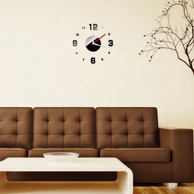 Jam Dinding DIY Giant Wall Clock Quartz Creative Design Arcylic 50-60cm - Black