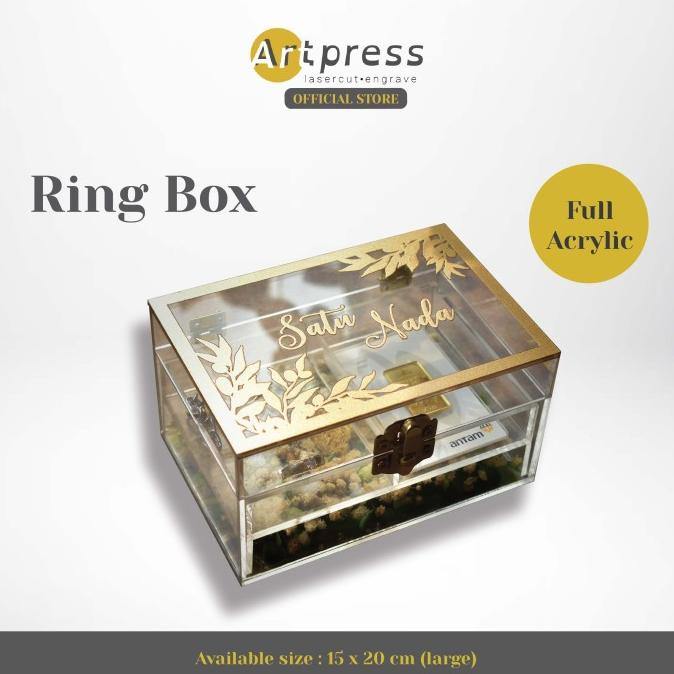 

AKSESORIS PERNIKAHAN RING BOX - FULL ACRYLIC - 8X10 CM PERLENGKAPAN PESTA CRAFT