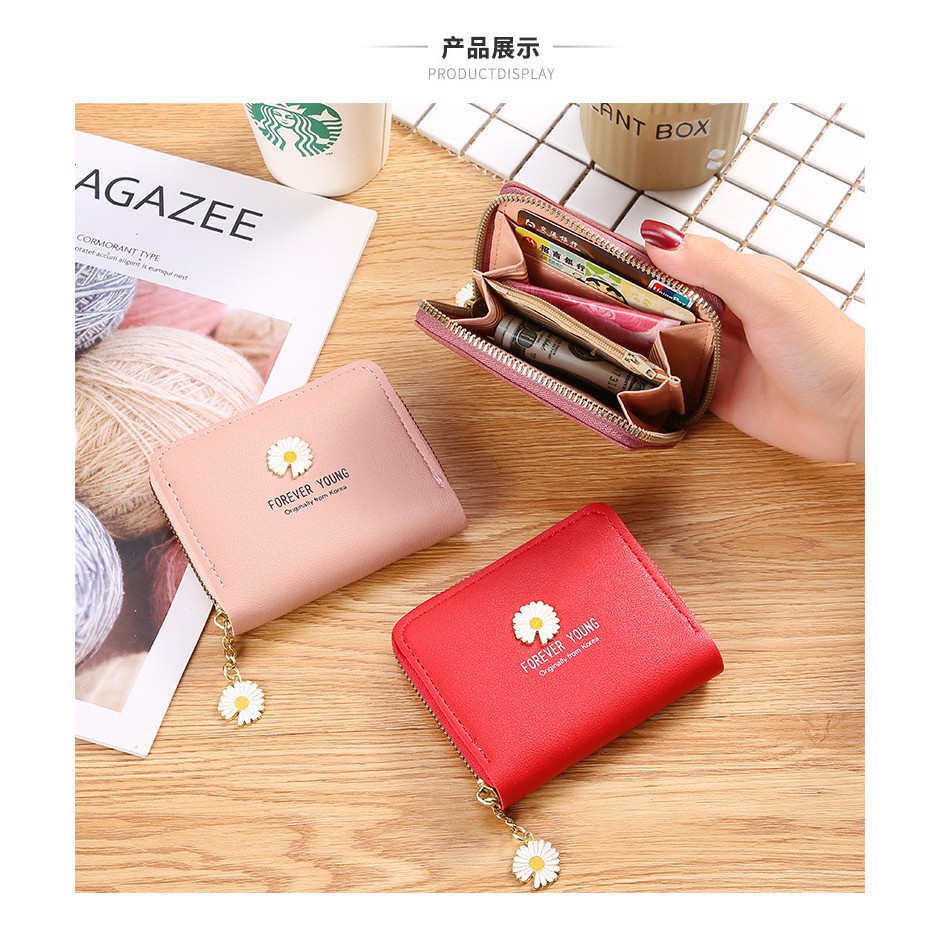 BV.ID DL381 DOMPET WANITA KOIN MOTIF BUNGA DAISY FREE GANTUNGAN BUNGA KOREAN FASHION