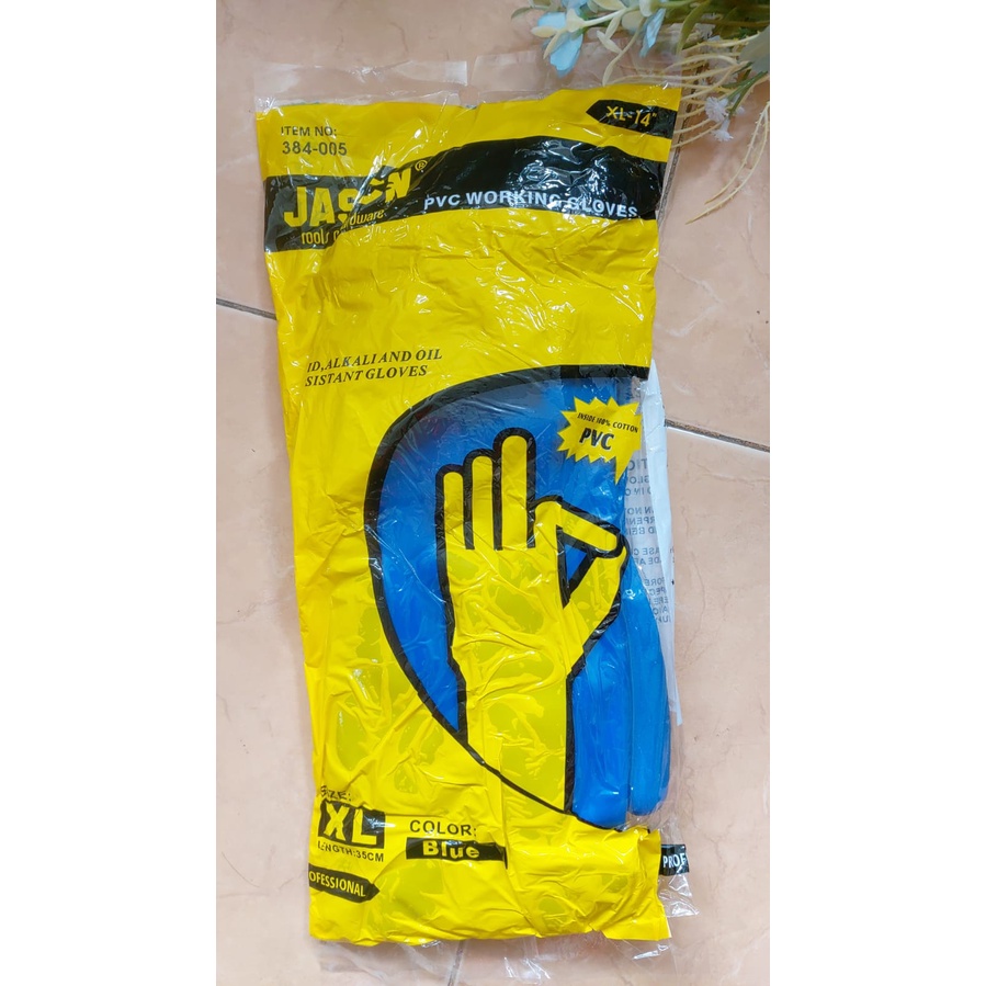 SARUNG TANGAN PVC 14&quot; WARNA COFFEE JASON (384-004) &amp; BIRU JASON (384-005)