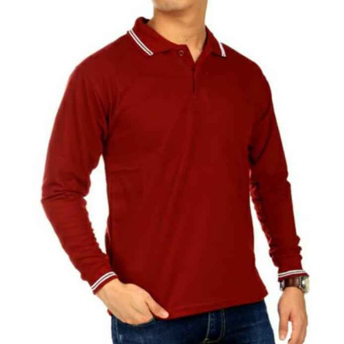 Polo Polos Lengan Panjang Putih Kaos Kerah / Polo Kerah Lengan Panjang Top Quality