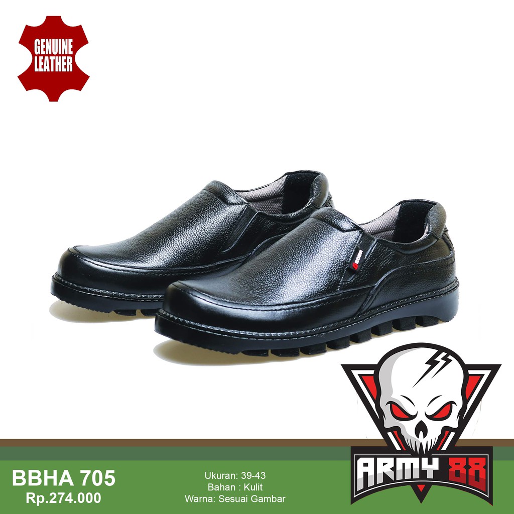 Sepatu Pantofel PDH kulit tanpa tali