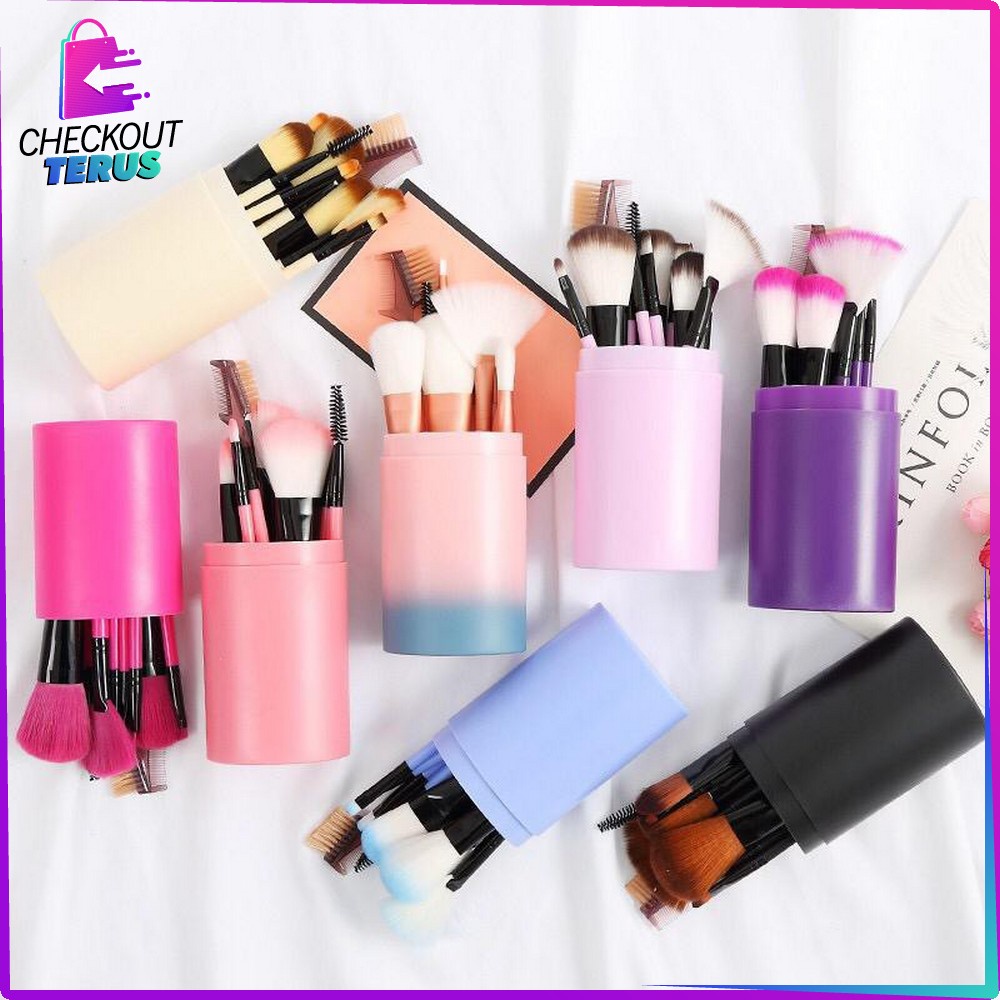 CT K29 Brush Make Up Set 12IN1 Tabung Alat Kosmetik Kuas Makeup Set Brush Highlighter dan Kuas Alis Lengkap