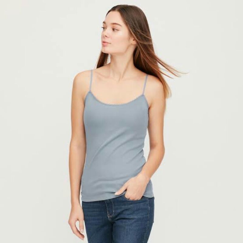 UNIQLO Grey Ribbed Lace Camisole Top