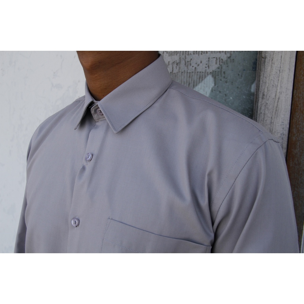 COD Kemeja Pria Stanley Adams  Lengan Panjang Abu-abu Polos 05 Slimfit 100% Original Brand