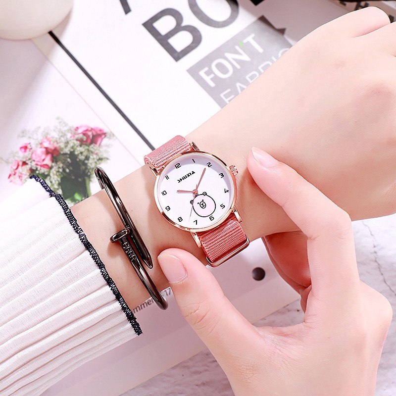✅COD Jam Tangan Quartz Retro Simple Bahan Kanvas Gaya Korea-7