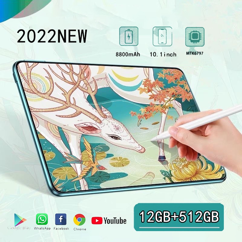 Asli Tablet murah PC Asli Baru 10.1 Inci 12GB + 512GB Tablet 10-core Android  tablet windows Layar Full Screen Layar Besar Wifi 5G Dual SIM Tablet Untuk Anak Belajar,Tablet Gaming Murah