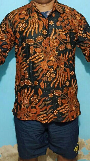 Baju Batik Couple Keluarga Muslim Sogan Manggar Set Ayah Ibu Dan Anak Set Family