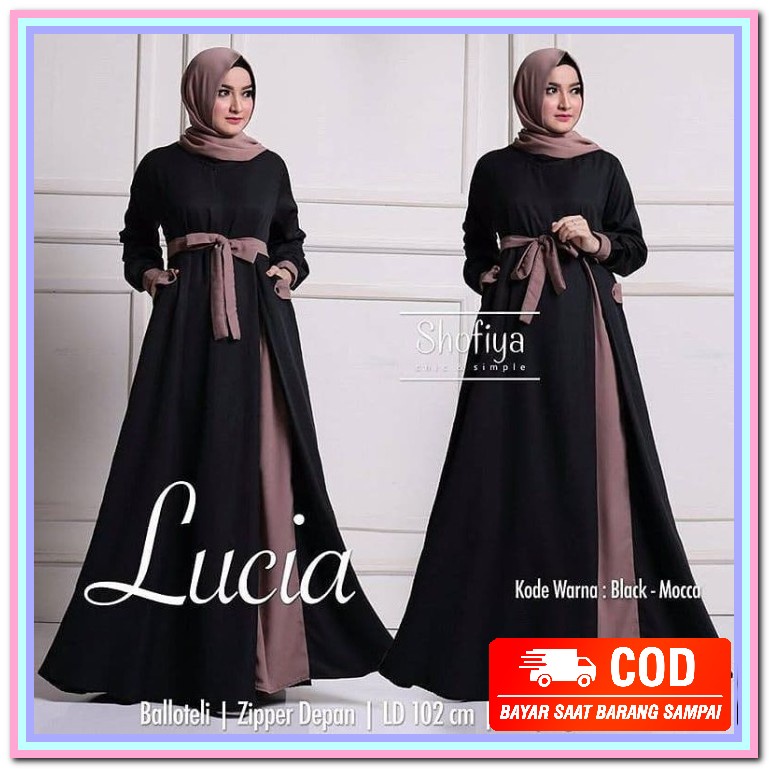 Busana Muslim Remaja Gamis Terbaru 2021 Kekinian Modern HO702 Baju Pakaian Wanita Gamis Maxi Lucia