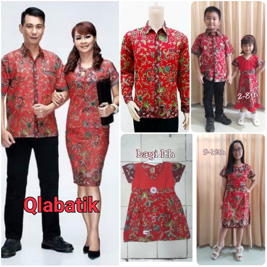 SARIMBIT COUPLE BATIK KELUARGA/FAMILY ROK N BLUS WANITA ALENA GENTONG MERAH
