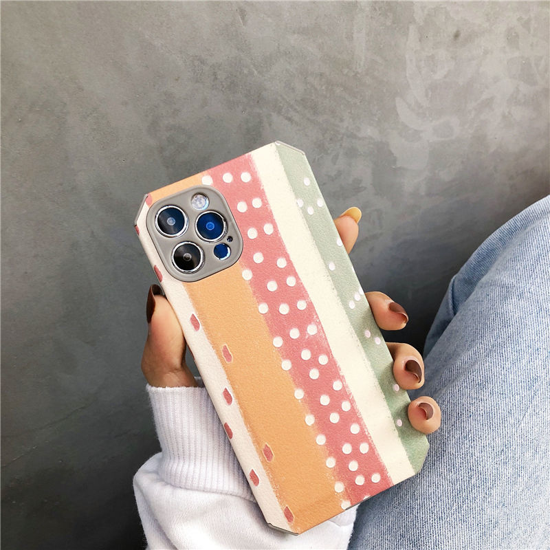 Case Bahan Kulit PU Motif Pelangi Untuk iPhone 12promax 7 8 Plus SE X XS XR XSMAX 11 11promax 12